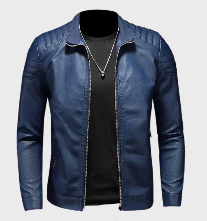 Cody - elegante leren jas met ritssluiting over de hele lengte en opstaande kraag