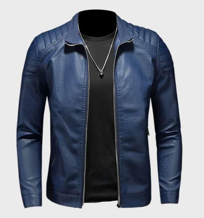 Cody - elegante leren jas met ritssluiting over de hele lengte en opstaande kraag