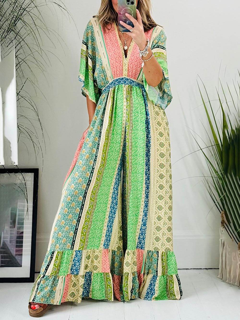 Yuna | Comfy florel mouwen jurk