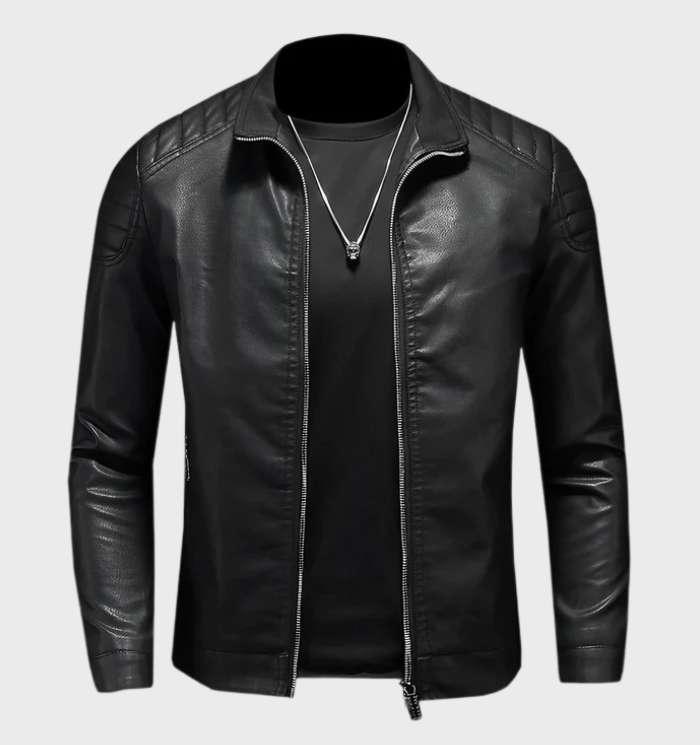 Cody - elegante leren jas met ritssluiting over de hele lengte en opstaande kraag