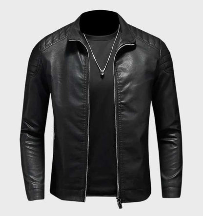 Cody - elegante leren jas met ritssluiting over de hele lengte en opstaande kraag