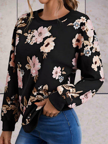 Carmel - Zwarte oversized sweater met volledige bloemenprint