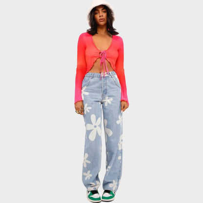Denim dames jeans met elastiek in de taille