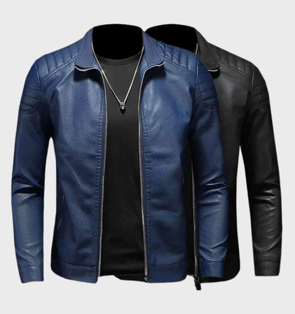 Cody - elegante leren jas met ritssluiting over de hele lengte en opstaande kraag