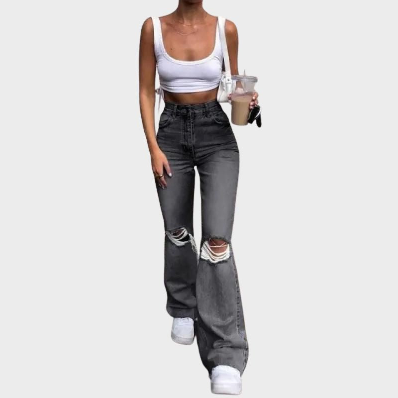 Denim broek met hoge taille