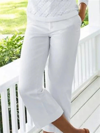 Claudette - Dames Chinos Capri Korte Broek Katoen en linnen