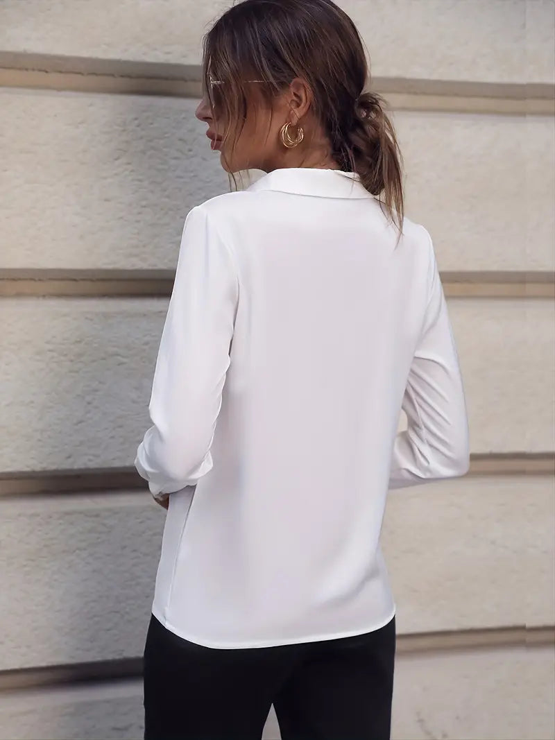 Nikki Blouse | Elegant effen business-look shirt voor dames