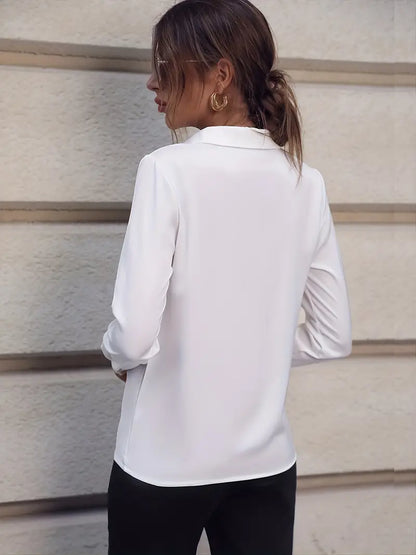 Nikki Blouse | Elegant effen business-look shirt voor dames