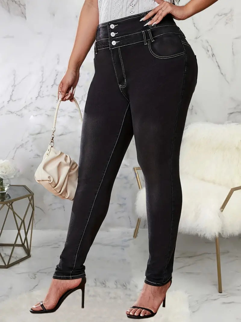 ModeParisienne® Analin - Chique Geknöpfte Rokkenjeans