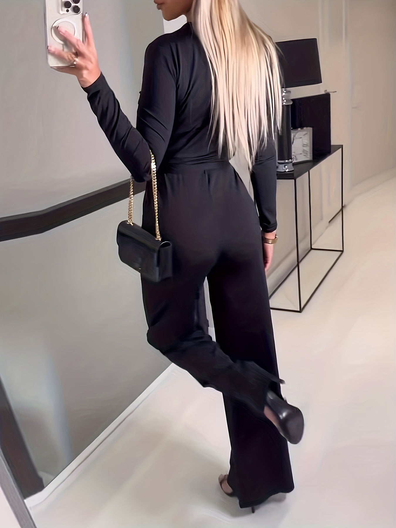 Jumpsuit met brede pijpen en riem - Chloe