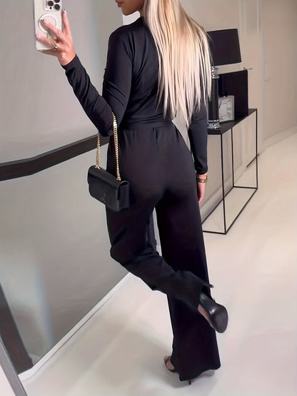 Jumpsuit met brede pijpen en riem - Chloe