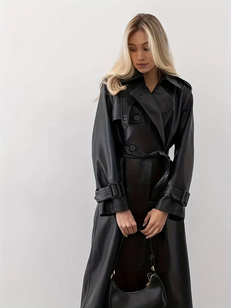 Amparo - trenchcoat leren jas met riem