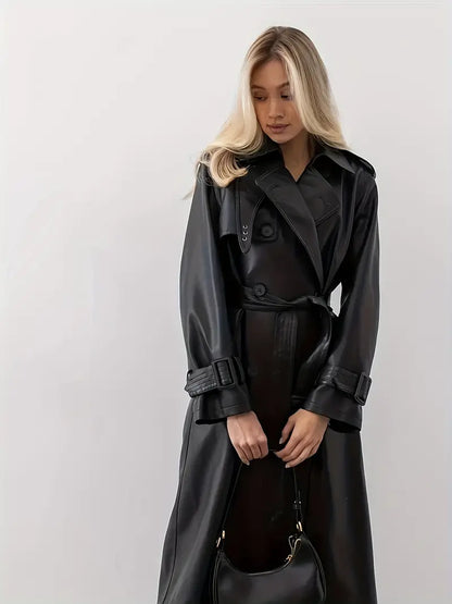Amparo - trenchcoat leren jas met riem