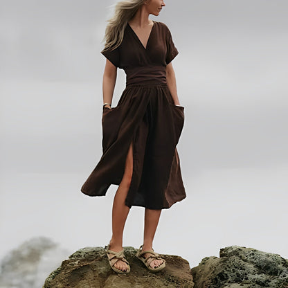Malia - Elegante en Comfortabele Zomerse Linnen Jurk voor Vrouwen