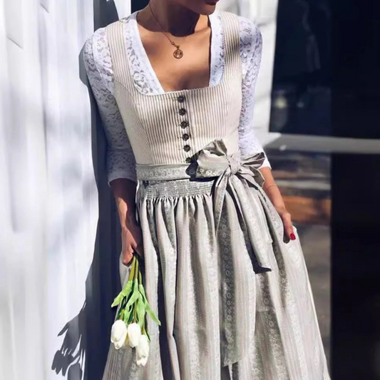 Mette - Dames Vierkante Uitsnede Oktoberfest Dirndl Jurk | 2024