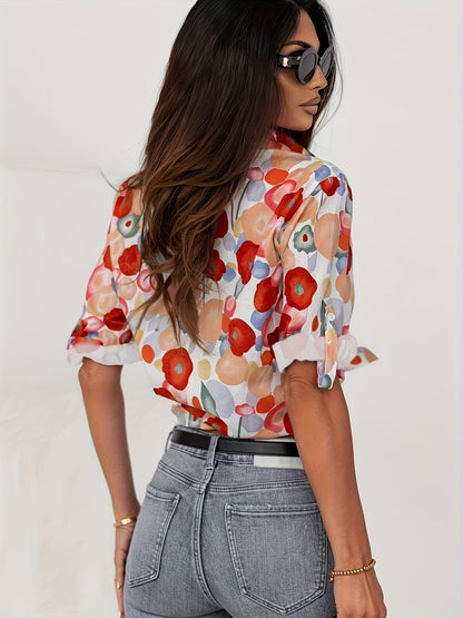 Janine - Bloemenprint blouse met knoopsluiting