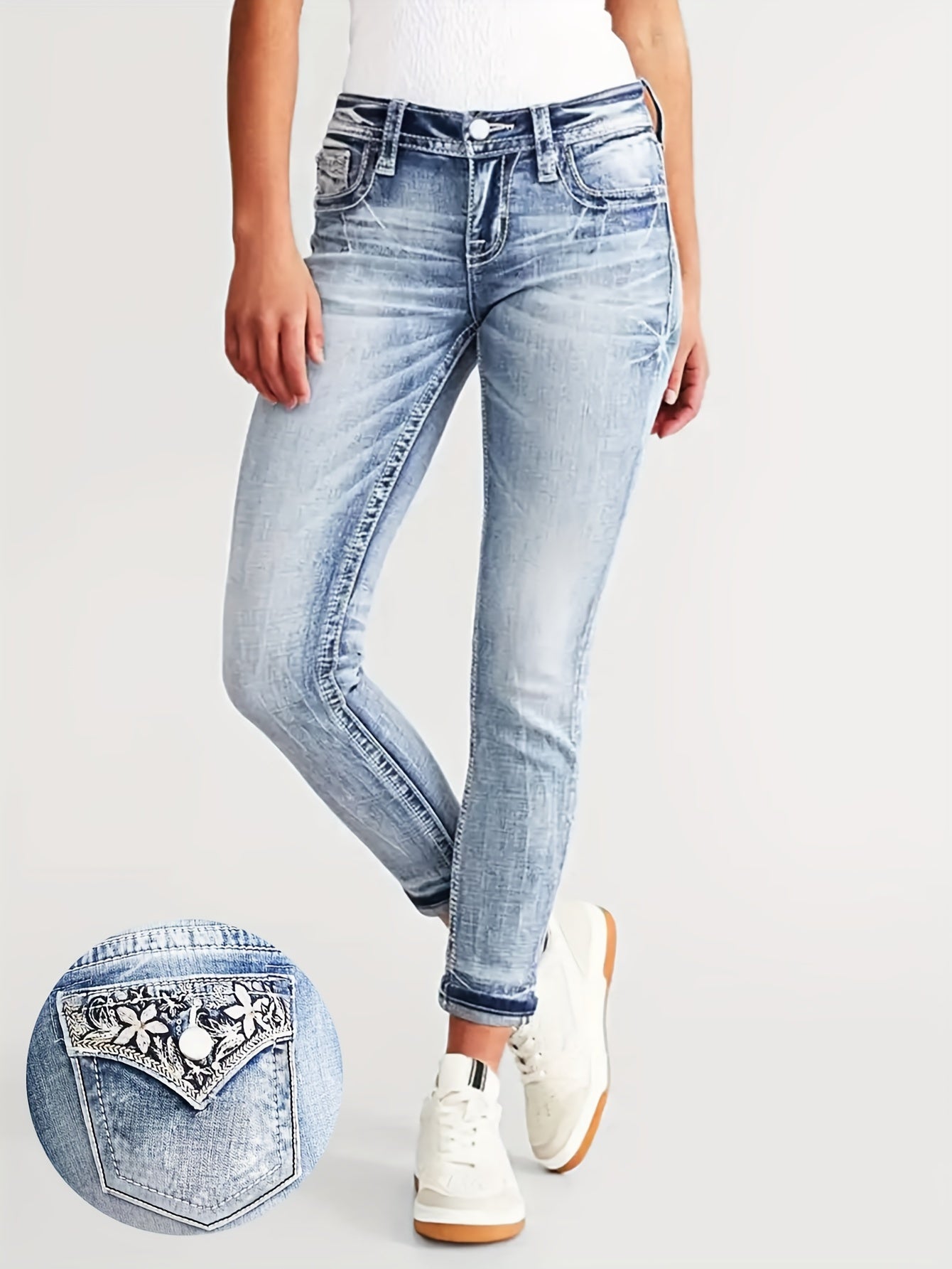 Blauwe jeans met opgerolde boorden - Alice