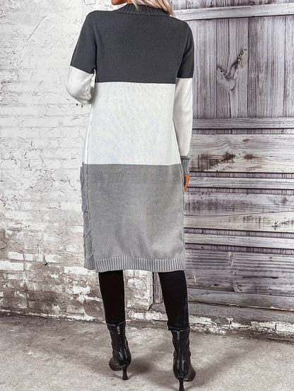 Grijze V-hals winterjas