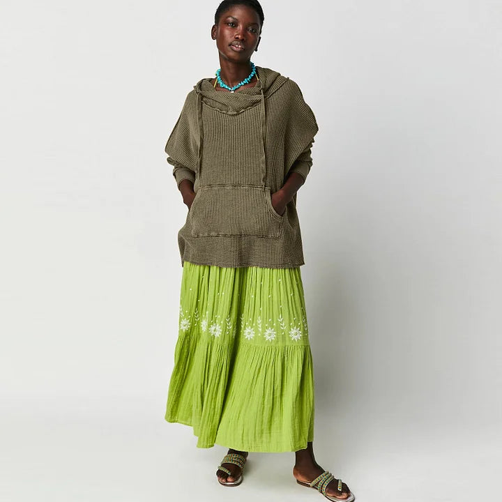 Dames Wafelweefsel Hoodie met Lange Mouwen