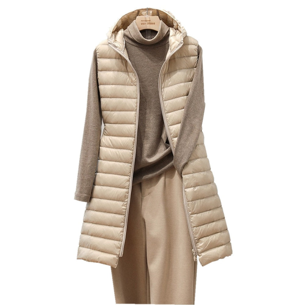 Fiona Lange Bodywarmer | Comfortabele, elegante, lange gevoerde jas