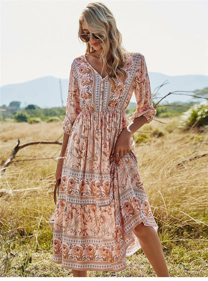 Bonnie - Bohemian Zomerjurk: Verken de Schoonheid van Boho-Chic