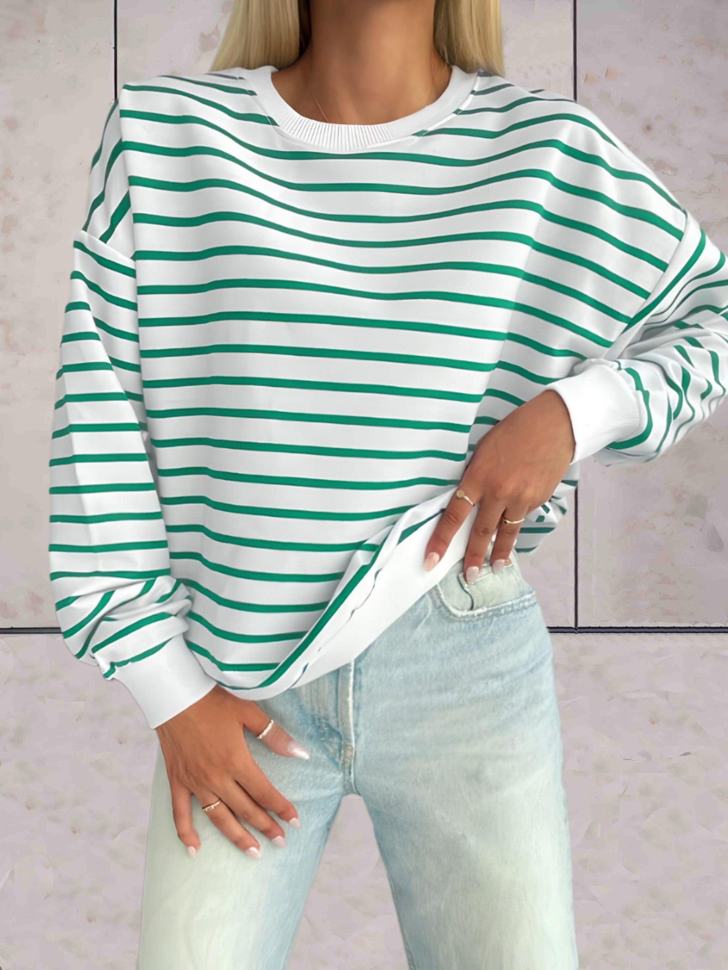 Frankie - comfortabele oversized trui ronde hals in streepdesign