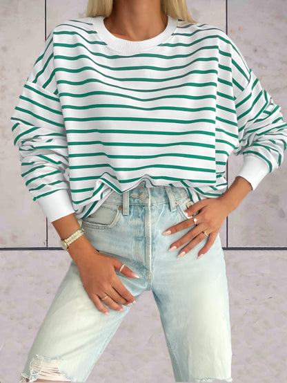 Frankie - comfortabele oversized trui ronde hals in streepdesign