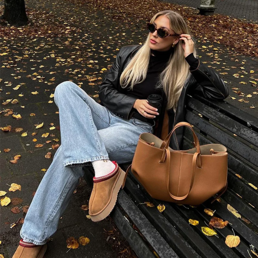 Luca | ruime en elegante leren tas met verfijnde afwerkingen