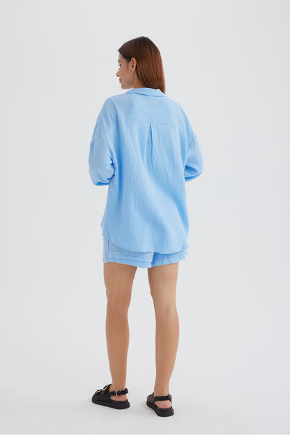 Selena - Slank Langemouwen Shirt en Bijpassende Shorts