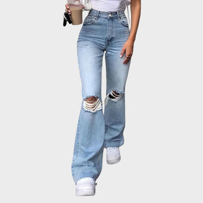 Denim broek met hoge taille