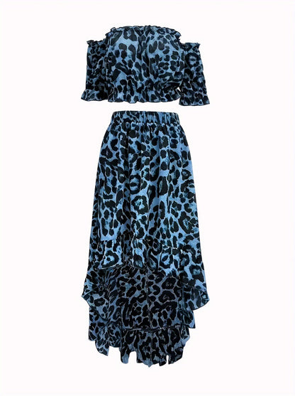 Luipaardprint elegante tweedelige set - Zoey