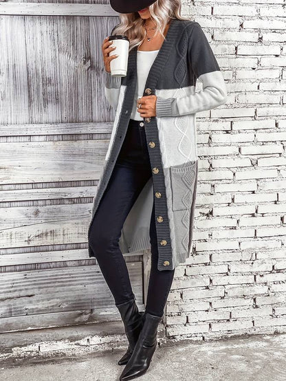 Grijze V-hals winterjas