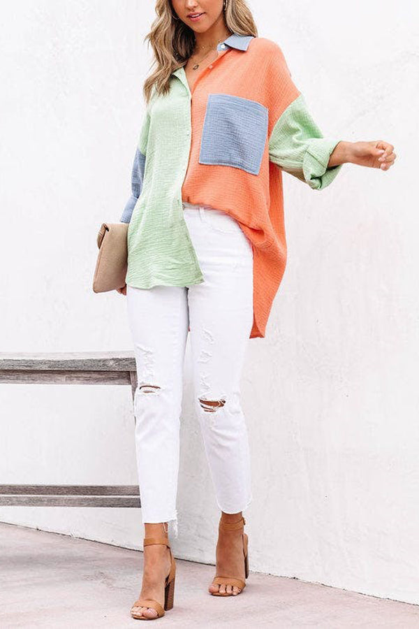 Mara | Casual Overhemd met Kleurcontrast