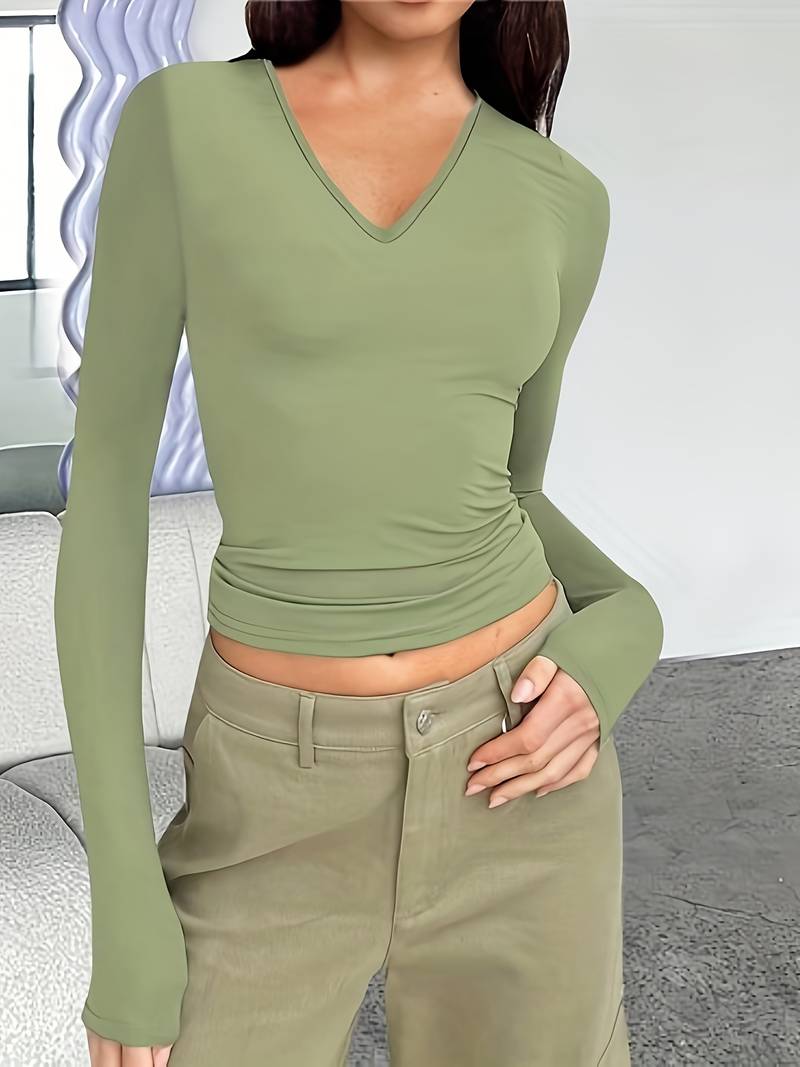 Lange Mouwen Top Met V-hals