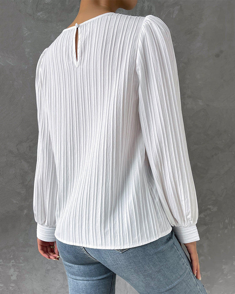 By Olivia | Blouse met lantaarnmouwen in effen kleur