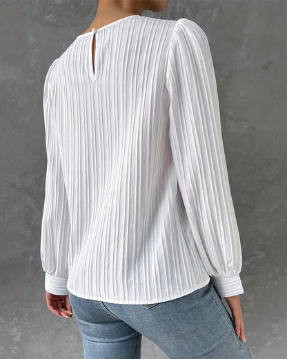 By Olivia | Blouse met lantaarnmouwen in effen kleur