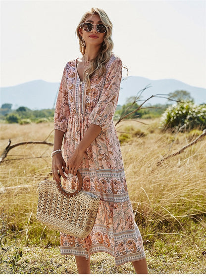 Bonnie - Bohemian Zomerjurk: Verken de Schoonheid van Boho-Chic