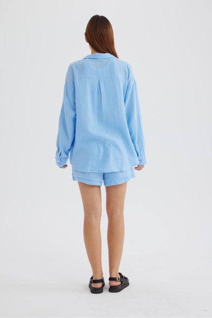 Selena - Slank Langemouwen Shirt en Bijpassende Shorts