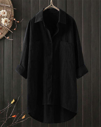 Julia | Losvallende blouse in een effen kleur met lange mouwen