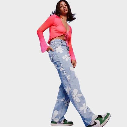 Denim dames jeans met elastiek in de taille