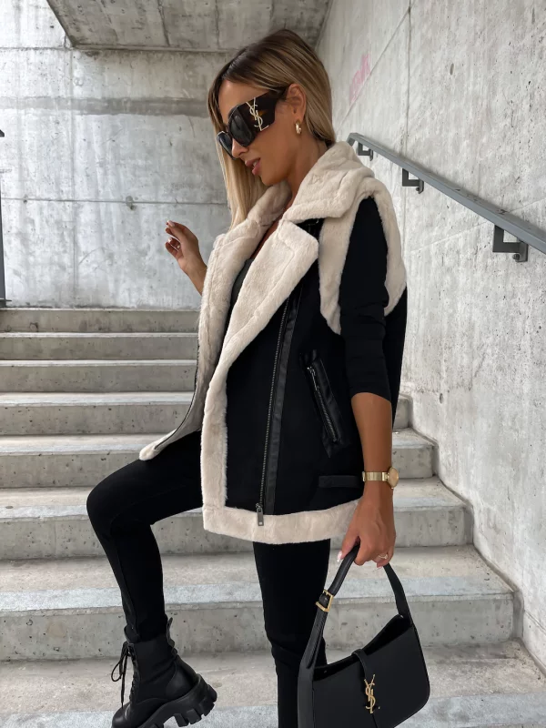 Cleva - Mouwloze wollen jas