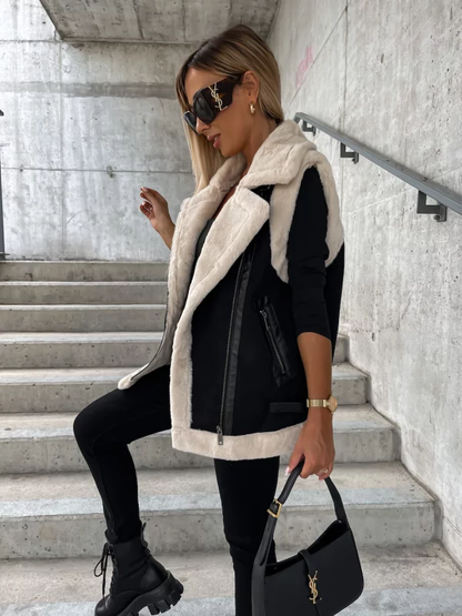 Cleva - Mouwloze wollen jas