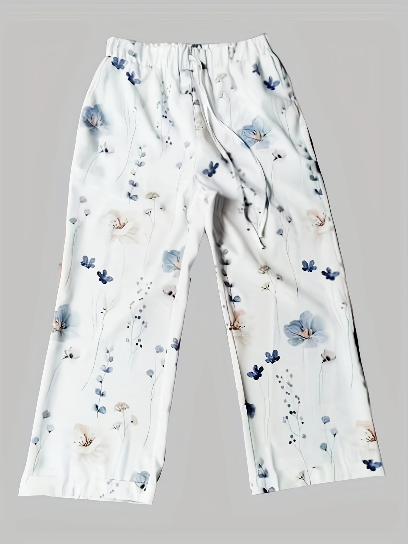 Rechte broek met bloemenprint en koord - Lily