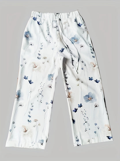 Rechte broek met bloemenprint en koord - Lily