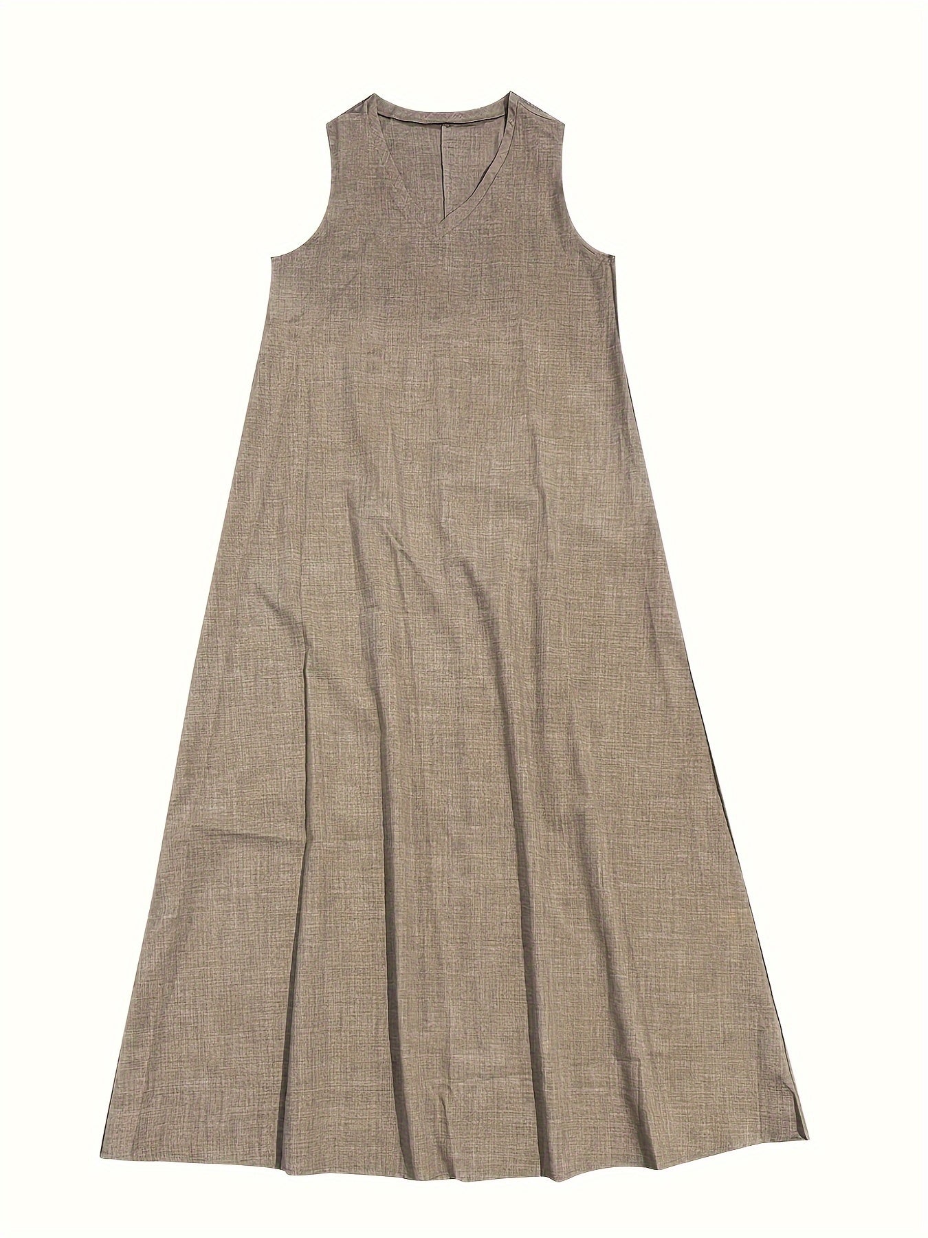 Amira - Effen gekleurde Maxi jurk met V-hals