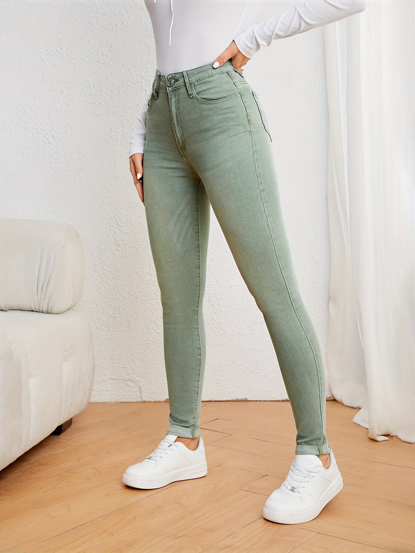 Slanke pasvorm spijkerbroek met hoge taille - Isabella