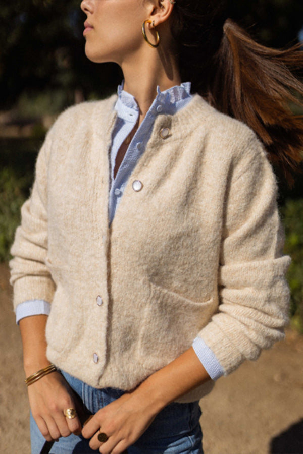 Ronde Hals Cardigan met Losse Pasvorm