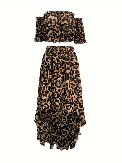 Luipaardprint elegante tweedelige set - Zoey