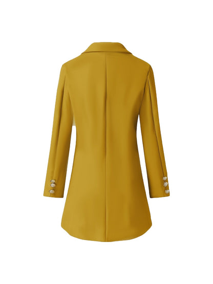 Clemma - Gevoerd Mantel met Inkeping Kraag, Elegant Lange Mouwjas voor Herfst & Winter, Dameskleding