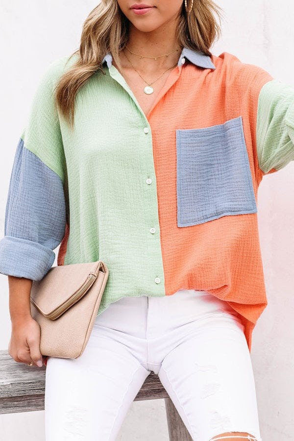 Mara | Casual Overhemd met Kleurcontrast